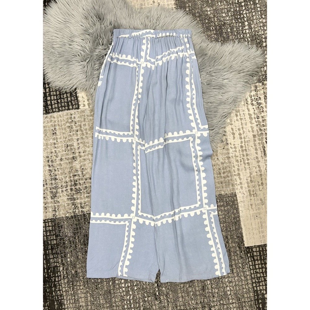 Mon Renn Women's Blue Serape Wide Leg Pant Size Medium ($189) **READ‎ - Picture 5 of 9